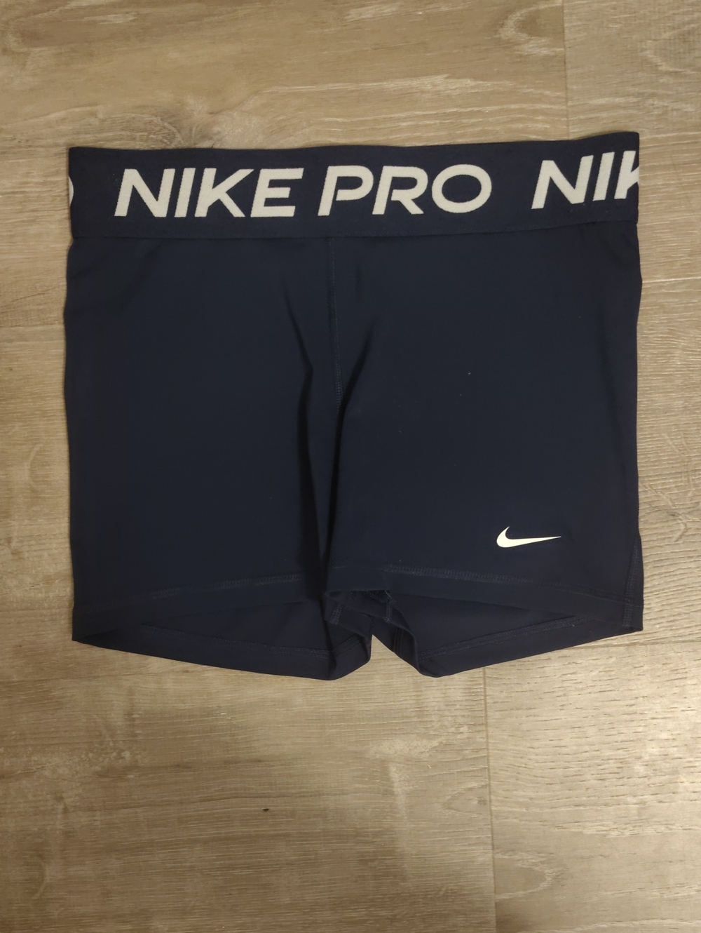 Nike Navy Blue Women's Gym Shorts with White Logo